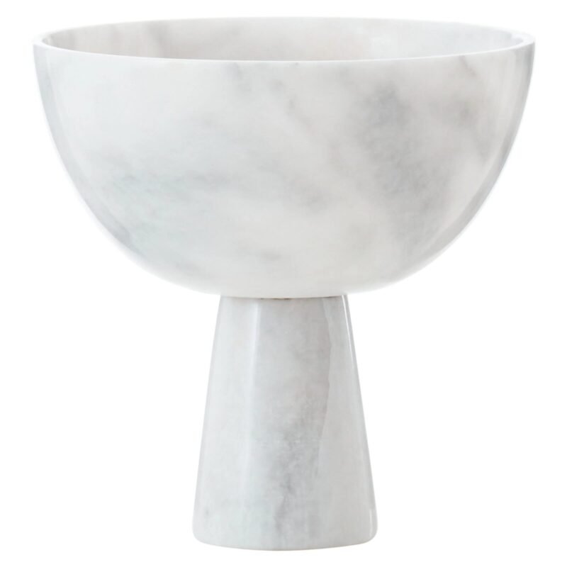 Rousay Large White Marble Pedestal Bowl