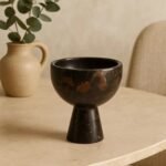 Rousay Small Black Marble Pedestal Bowl