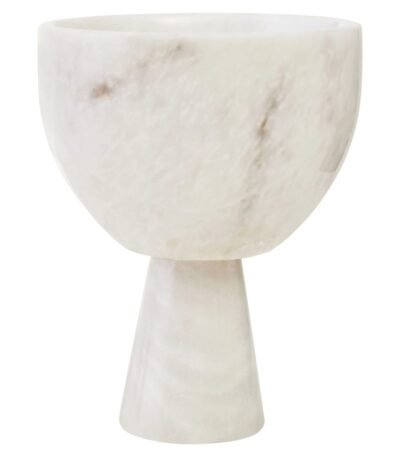 Rousay Small White Marble Pedestal Bowl