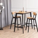 Roxby Bar Table Included 2 Roxby Bar Stool, Black and Oak