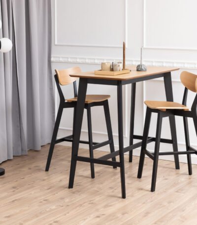 Roxby Bar Table Included 2 Roxby Bar Stool, Black and Oak