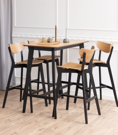 Roxby Bar Table Included 4 Roxby Bar Stool, Black and Oak