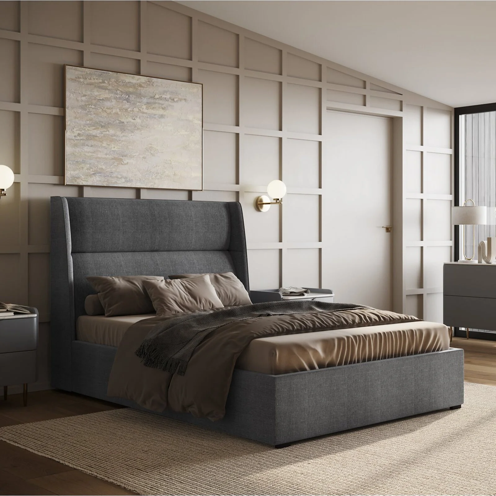 Rumba Ottoman Bed Grey Fabric Rumba Ottoman Bed Grey Fabric