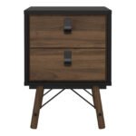 Ry Bedside Cabinet 2 Drawer in Matt Black Walnut