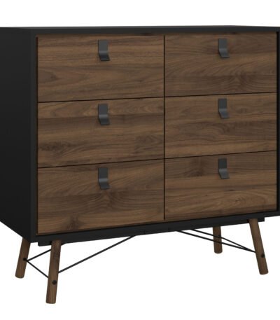 Ry Double Chest of Drawers 6 Drawers in Matt Black Walnut