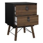 Ry Package - Wardrobe 3 Doors + 3 Drawers + Double chest 6 Drawers + Bedside Cabinet 2 Drawers in Matt Black Walnut