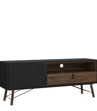 Ry TV Unit 1 Door 1 Drawer in Matt Black Walnut