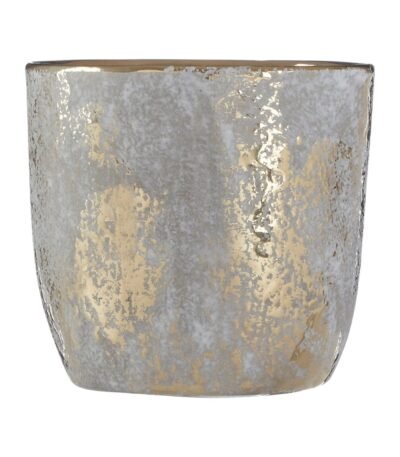 Sanday Small Grey and Gold Ceramic Planter