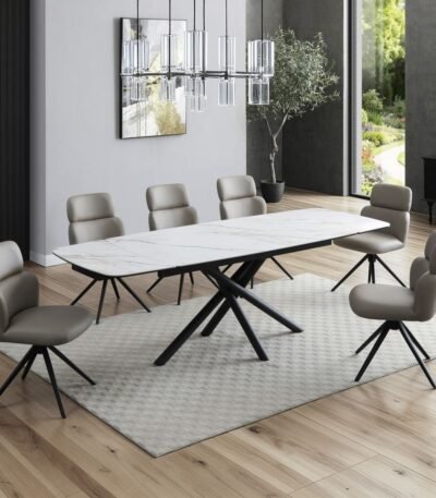 Savana Oyster Ceramic 120-180cm Extending Dining Table