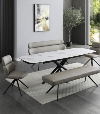 Savana Oyster Ceramic 120-180cm Extending Dining Table