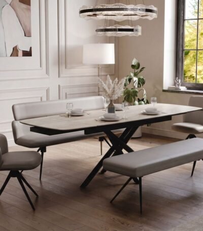 Savana Travertine Ceramic 120-180cm Extending Dining Table