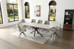 Savana Travertine Ceramic 120-180cm Extending Dining Table