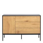 Seaford 1 Door 3 Drawer Small Sideboard in Black & Oak