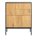 Seaford 3 Door 2 Drawer Sideboard in Black & Oak