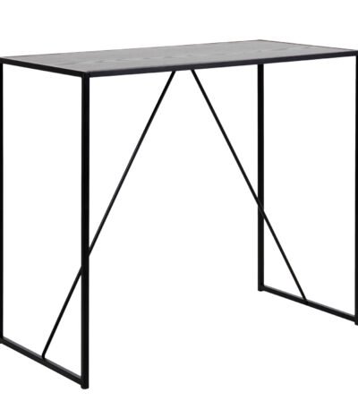 Seaford Black Metal Bar Table with Black Ash Top