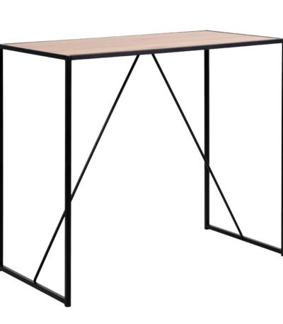 Seaford Black Metal Bar Table with Oak Top