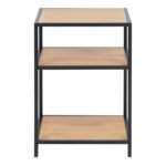 Seaford Black Metal Bedside Table with 2 Oak Shelves