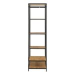Seaford Black Metal Clothes Rack with 5 Oak Shelves
