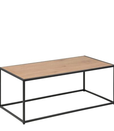 Seaford Black Metal Coffee Table with Oak Top
