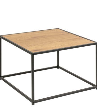 Seaford Black Metal Coffee Table with Oak Top