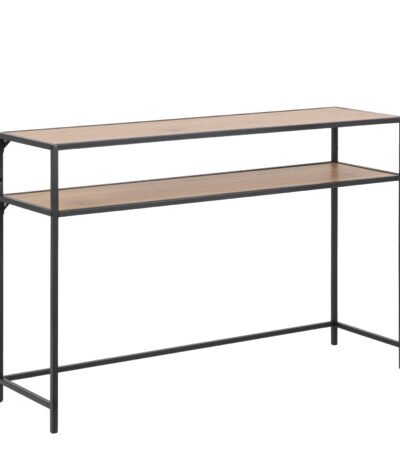 Seaford Black Metal Console Table with Oak Top
