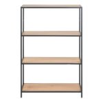 Seaford Black Metal Low Bookcase with 3 Oak Shelves