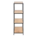Seaford Black Metal Low Bookcase with 3 Oak Shelves