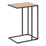 Seaford Black Metal Side Table with Oak Top
