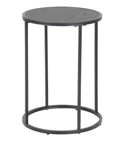 Seaford Black Metal Small Round Side Table with Black Top