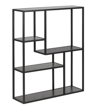 Seaford Black Metal Wall Shelf with 3 Additional Black Shelves
