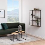Seaford Black Metal Wide Wall Shelf with 3 Additional Oak Shelves