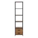 Seaford Bookcase with 2 Drawers and 3 Shelves in Black & Oak