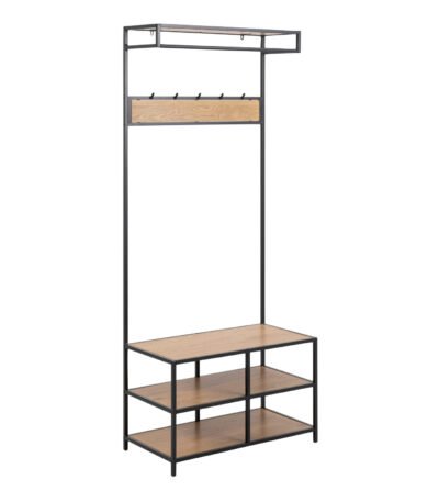 Seaford Clothes Rack with 3 Shelves in Black and Oak