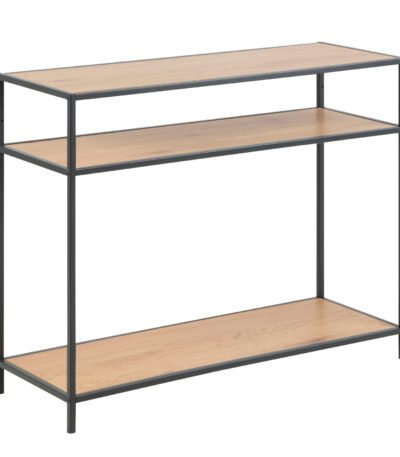 Seaford Console Table, 2 Shelves in Black and Oak
