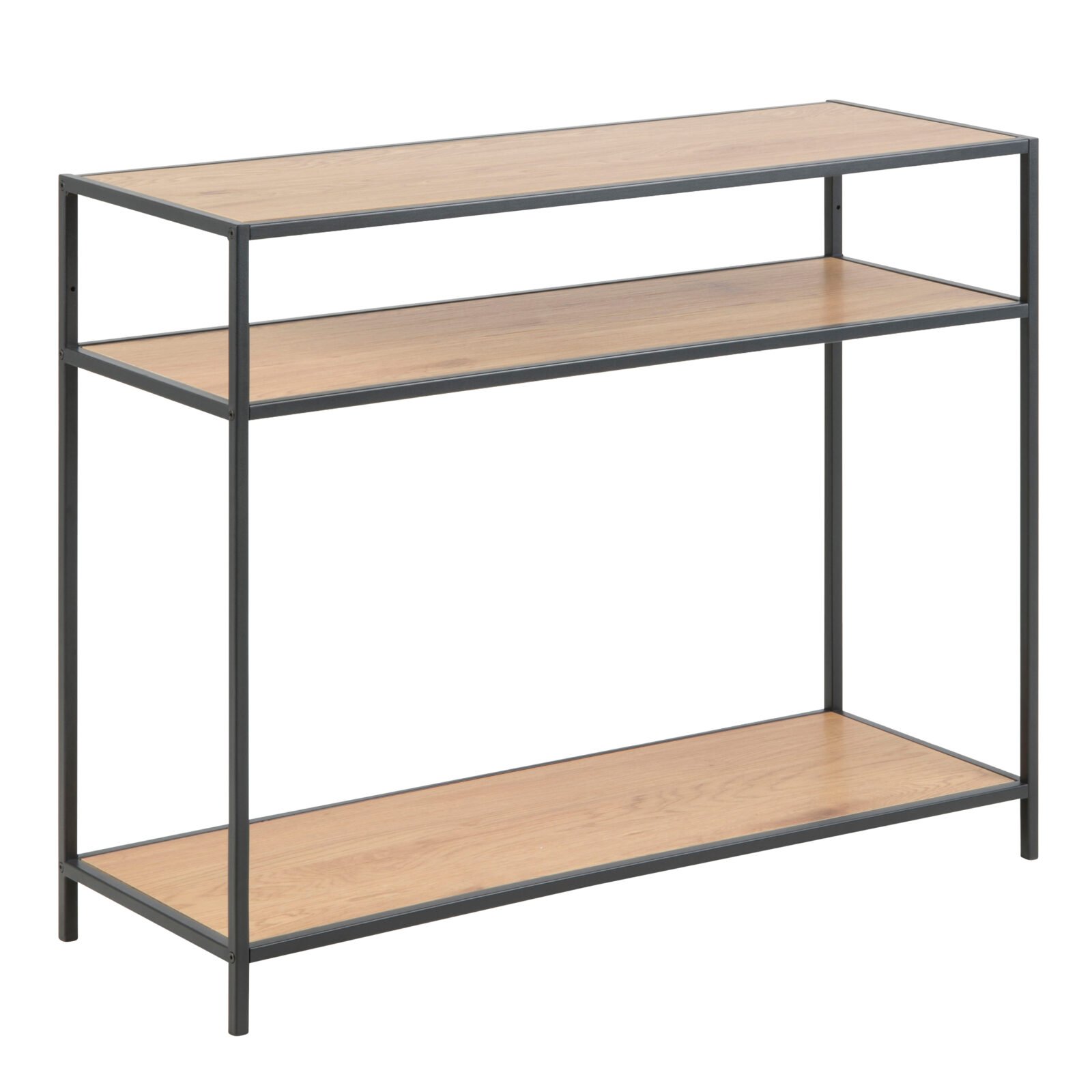 Seaford Console Table, 2 Shelves in Black and Oak Seaford Console Table, 2 Shelves in Black and Oak