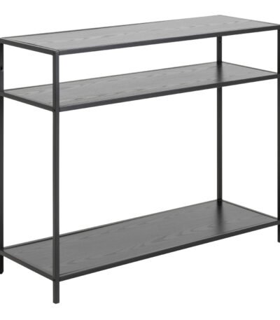 Seaford Console Table with 2 Shelves in Black
