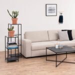Seaford Narrow Black Metal Bookcase with 2 Glass Shelves