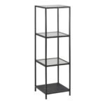 Seaford Narrow Black Metal Bookcase with 3 Glass Shelves