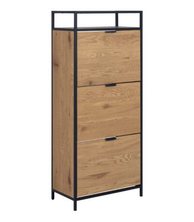 Seaford Shoe Cabinet in Black and Oak