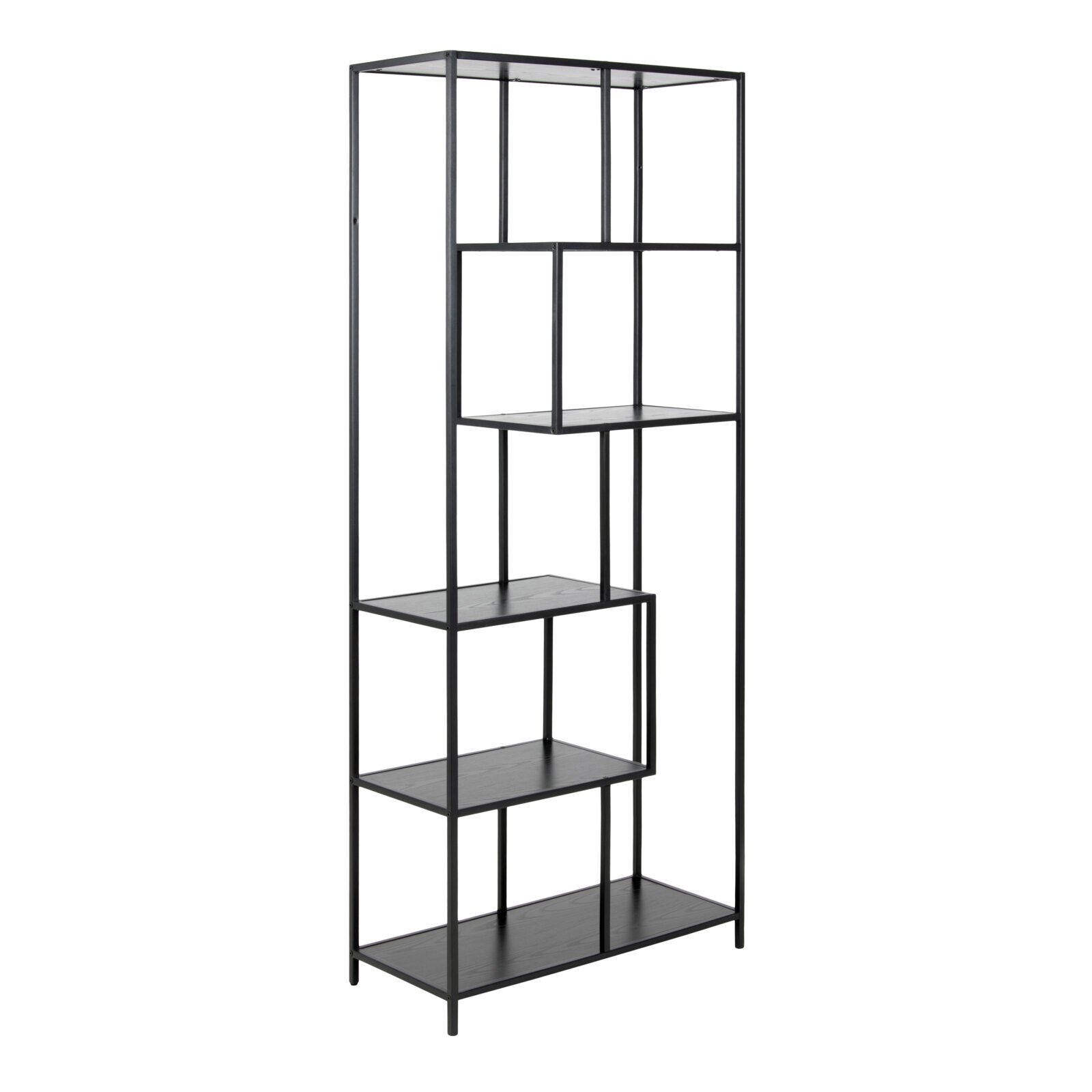 Seaford Tall Black Metal Bookcase with 5 Black Shelves Seaford Tall Black Metal Bookcase with 5 Black Shelves