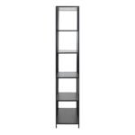 Seaford Tall Black Metal Bookcase with 5 Black Shelves