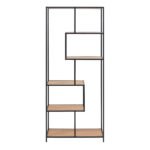 Seaford Tall Black Metal Bookcase with 5 Oak Shelves