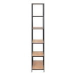 Seaford Tall Black Metal Bookcase with 5 Oak Shelves
