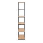 Seaford Tall Black Metal Bookcase with 5 Shelves in Oak