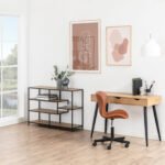 Seaford Wide Black Metal Bookcase with 4 Oak Shelves