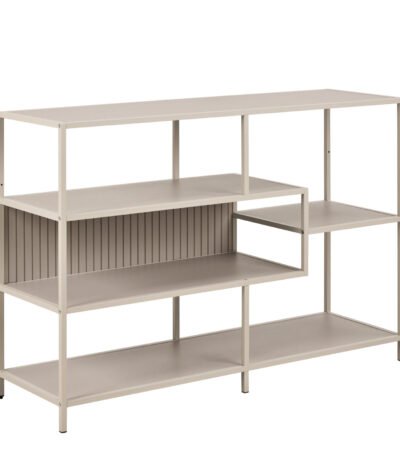 Seaford Wide Grey Steel Bookcase With 4 Grey Melamine Shelves