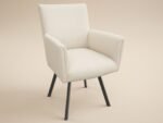 Selene Set of 2 Dining Chairs with Arms Light Beige Sherpa - Image 2