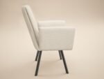 Selene Set of 2 Dining Chairs with Arms Light Beige Sherpa - Image 3