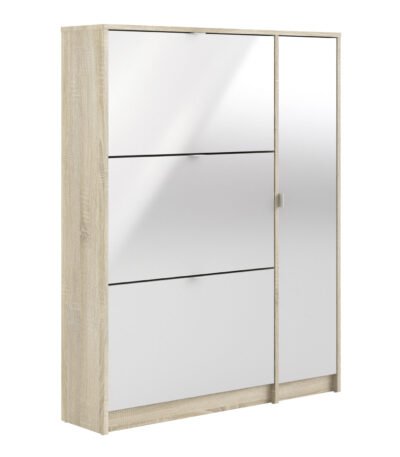 Shoes Shoe Cabinet 3 Flip Down Doors and 2 layers 1 Door Oak structure