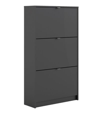 Shoes Shoe Cabinet 3 Flip Down Doors and 2 layers in Matt Black